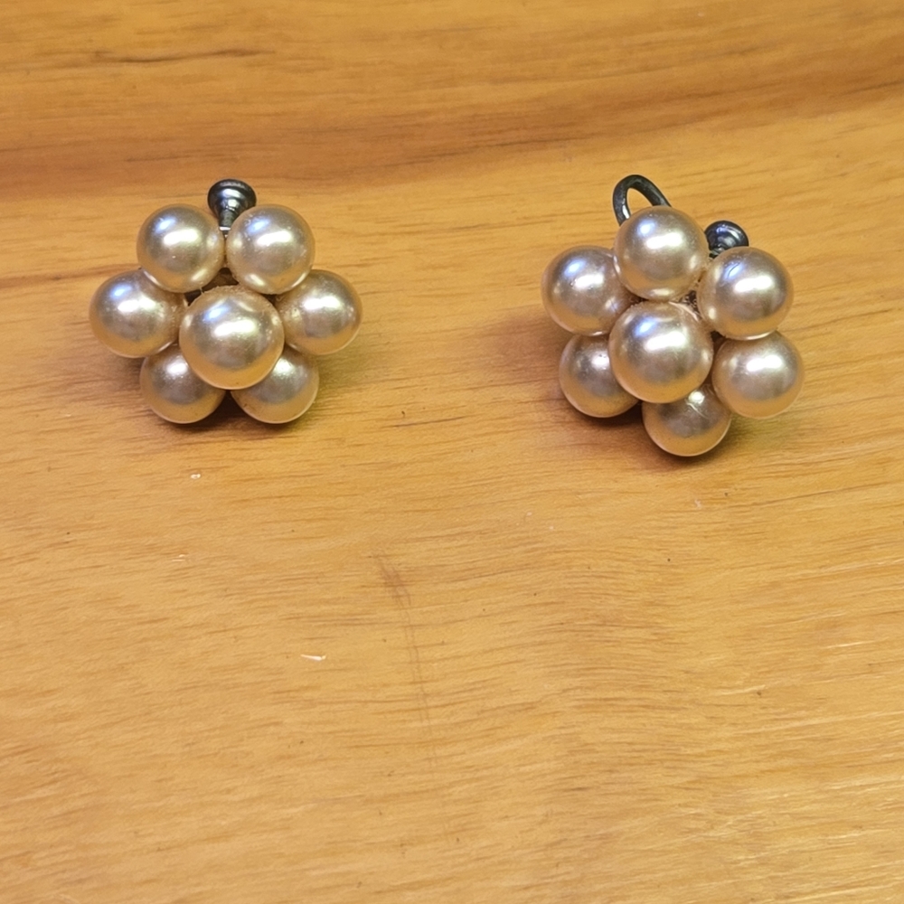 Vintage clip on faux pearl earrings